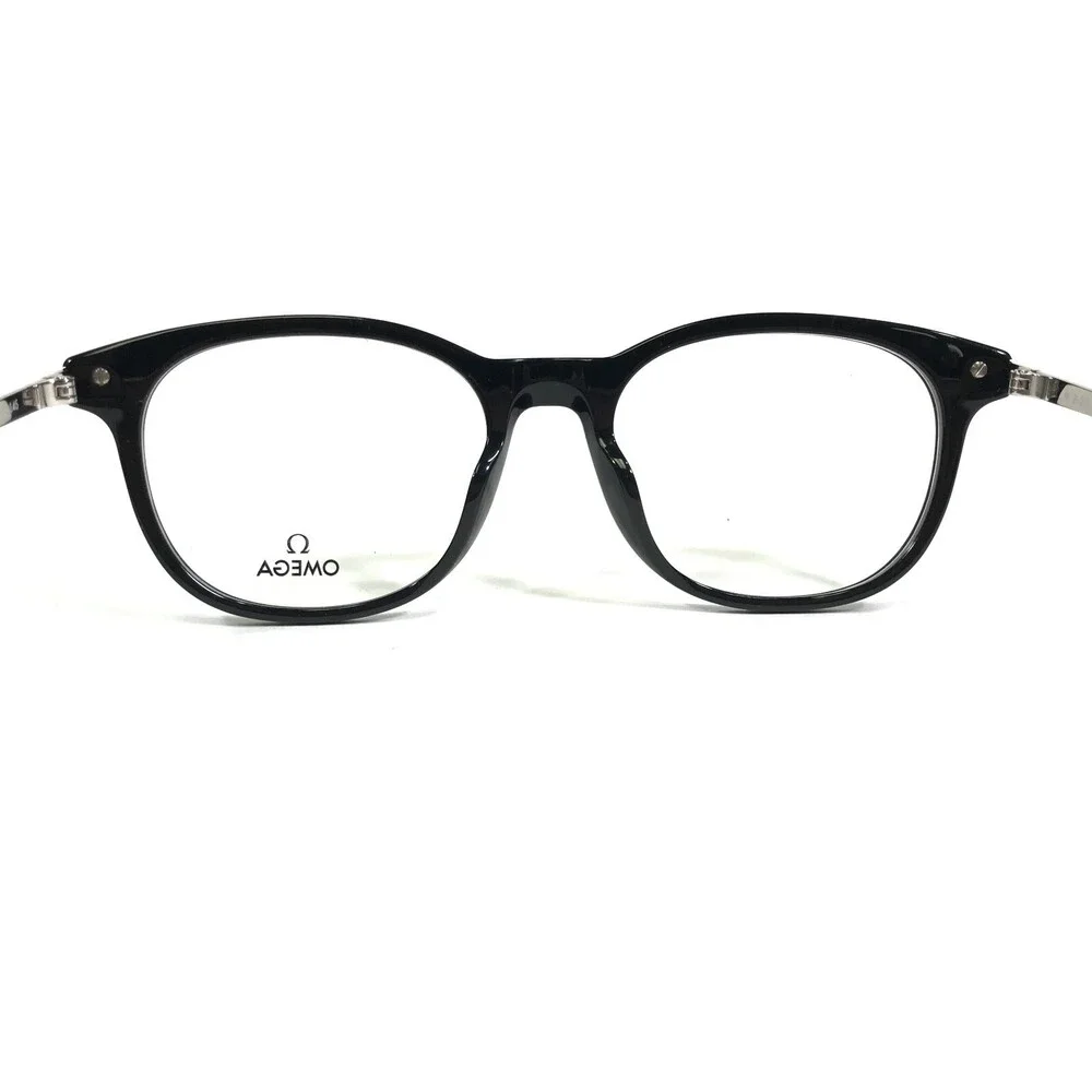 Omega Eyeglasses Frames OM 5013 001 Black Silver Square Horn Rim 53-18-145 - Picture 9 of 12